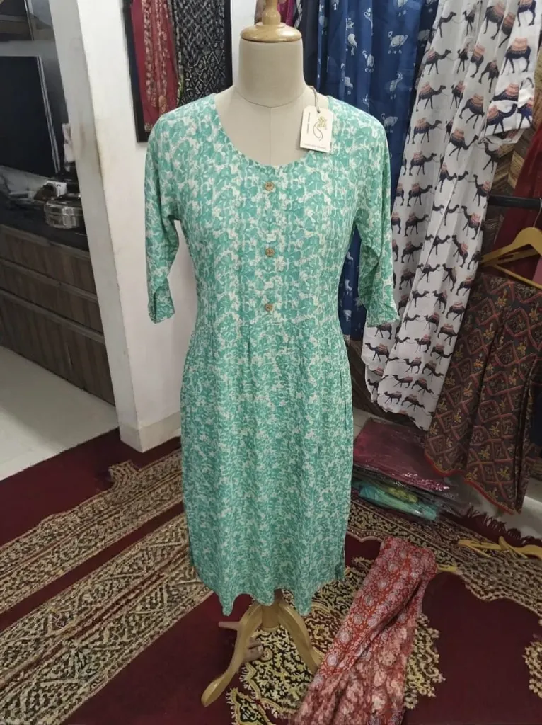 Seafoam Mint Abstract Kurta