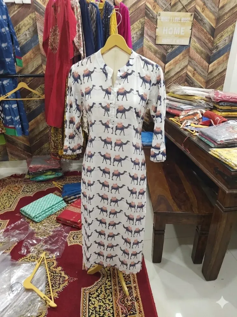 Camel Print Statement Kurta