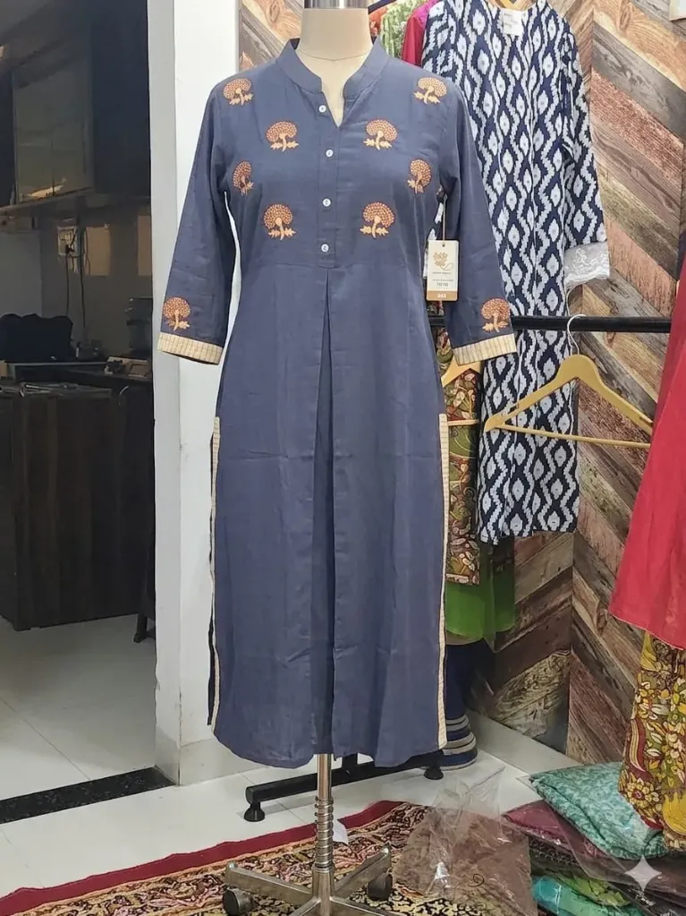 Steel Grey Embroidered Tunic