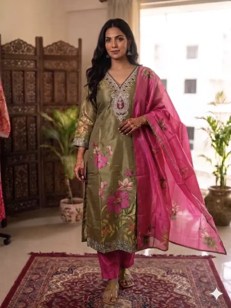 Green shimmer 3pcs suit
