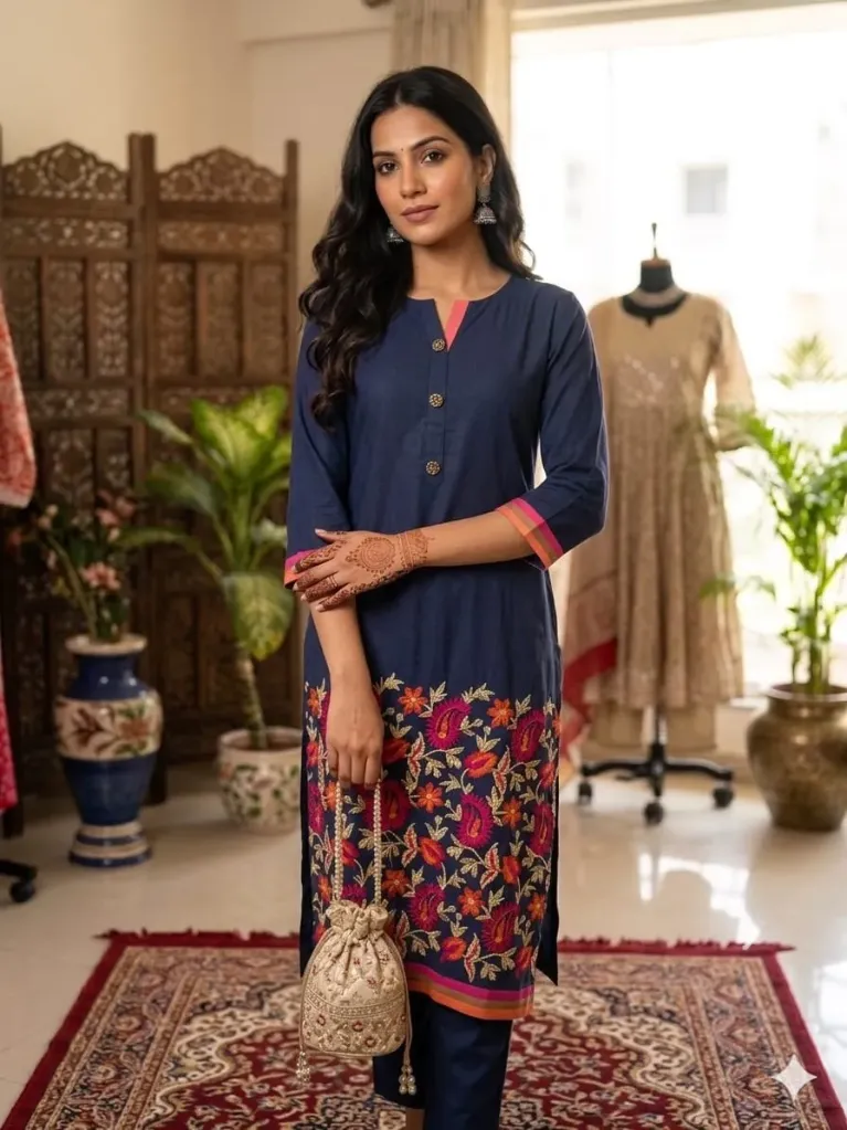 Navy Kurta Set