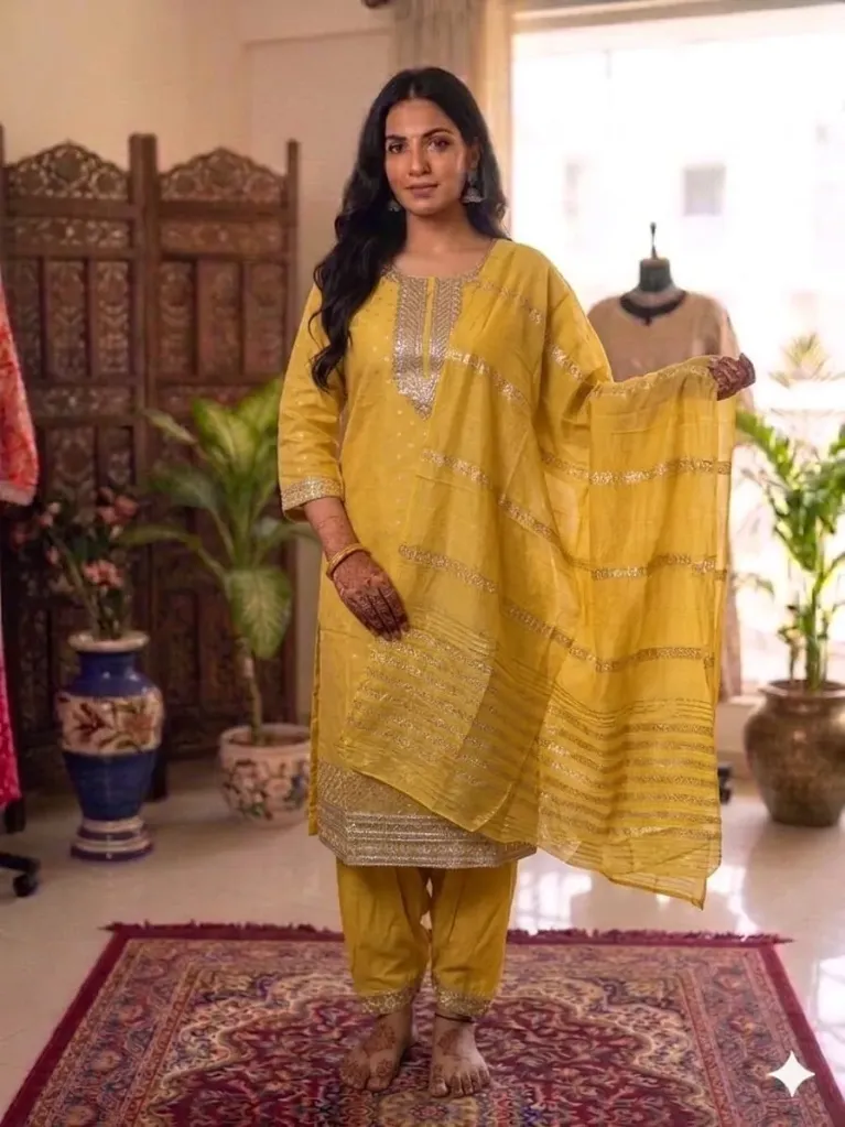Mustard Gota Patti Salwar Suit